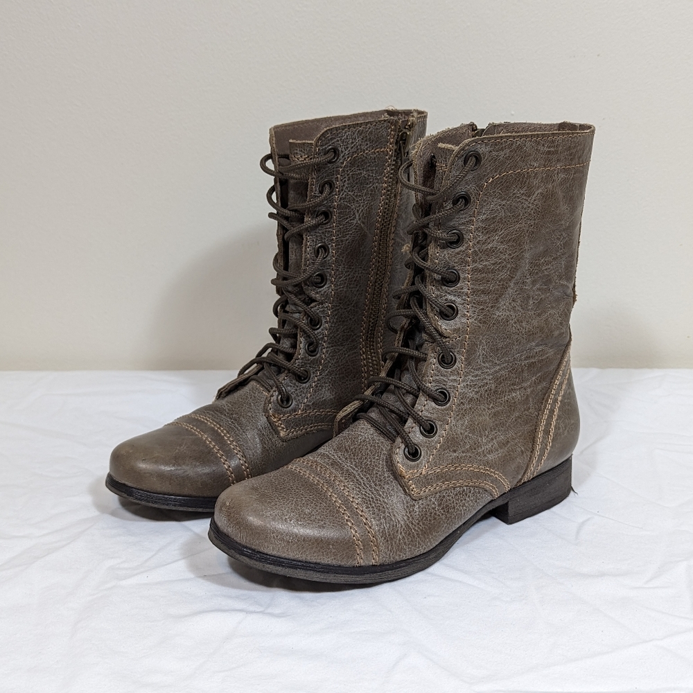 Steve Madden Women Sand Leather Troopa Combat Boots 5.5